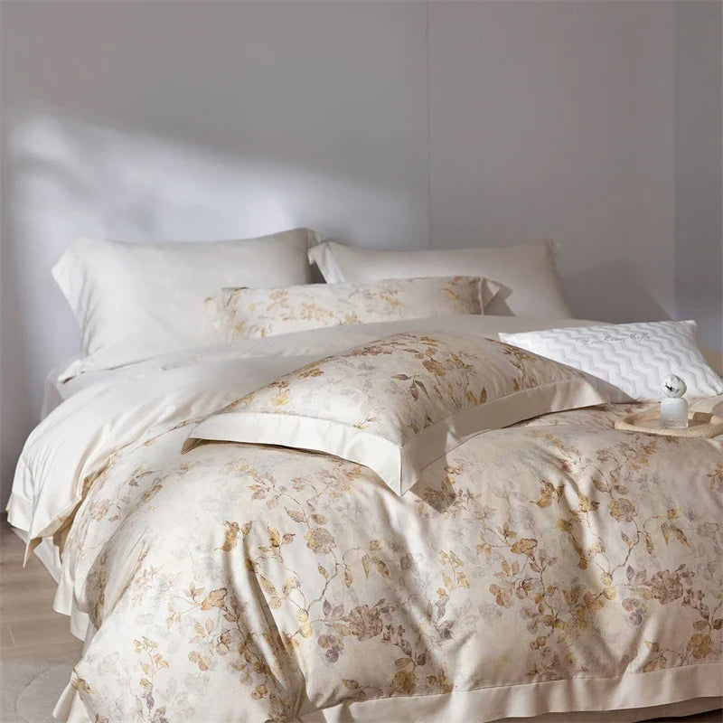 Luxury Watercolor Floral Print Bedding Set