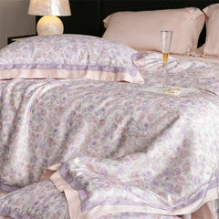 82% lyocell, 8% silk and 10% nylon soft silky flowers digital printing Bedding Set