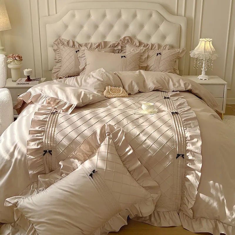 White Pink Yellow Princess Wedding Bedding Set