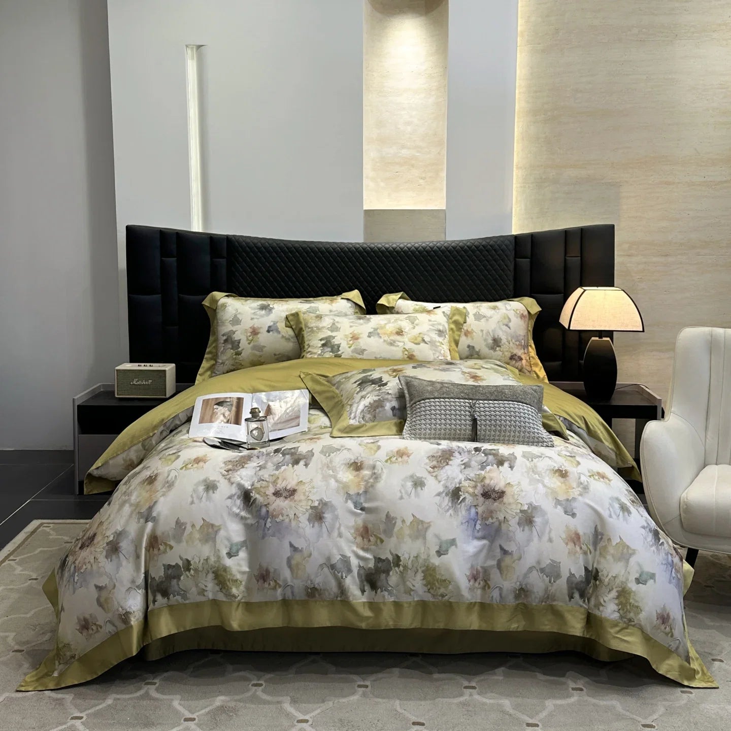 Flowers Print Luxury Queen King Size Bedding Set