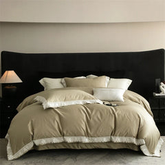 Premium 1000TC Egyptian Cotton Flowers Lace Wide Edge Luxury Bedding Set