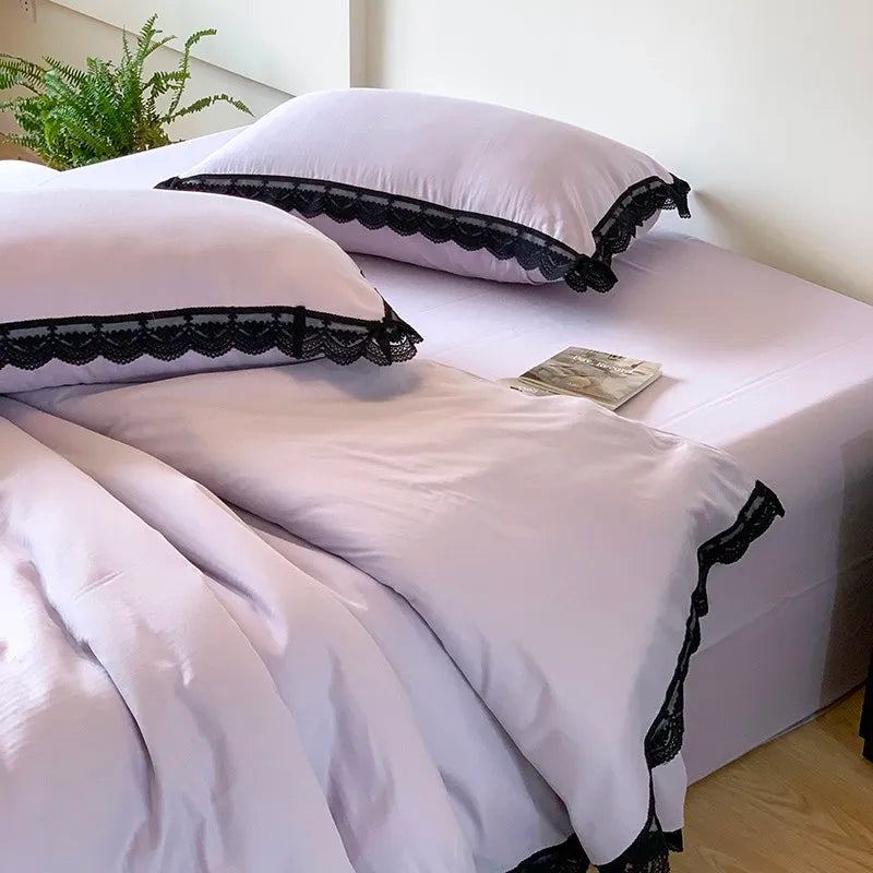 100% Cotton Pink Purple Premium Elegant Bedding Set