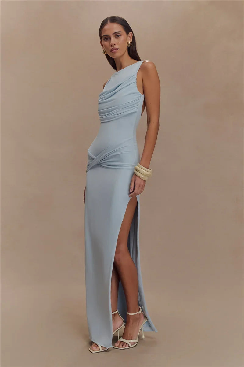 Jennifer Backless Ruched Maxi Dress