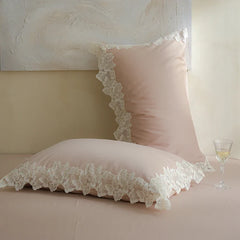 100% Cotton Flowers Butterfly Lace Edge Bedding Set
