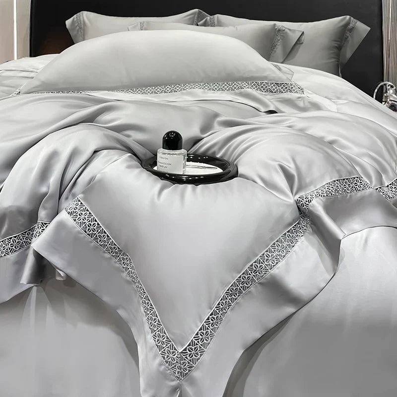 800TC Lyocell Soft Silky Cooling Summer Luxury Hollow Wide Edge Bedding Set