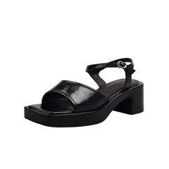 sheepskin square toe Chunky Heel