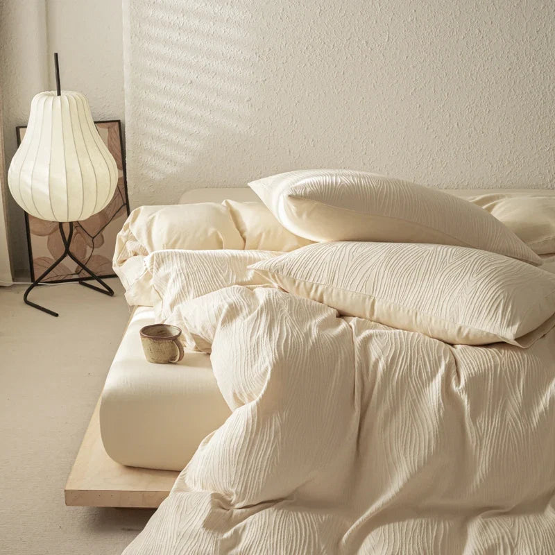 3/4Pcs Modern Minimalist Solid Color Bedding Set