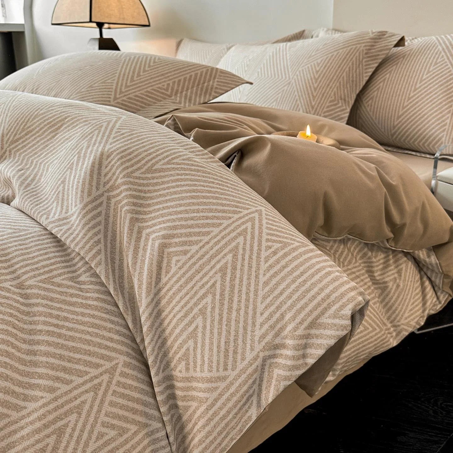 Thickened 4Pcs Bed Set Pure Cotton Long Staple Cotton Soft Bed Sheet Fitted Sheet Duvet Cover
