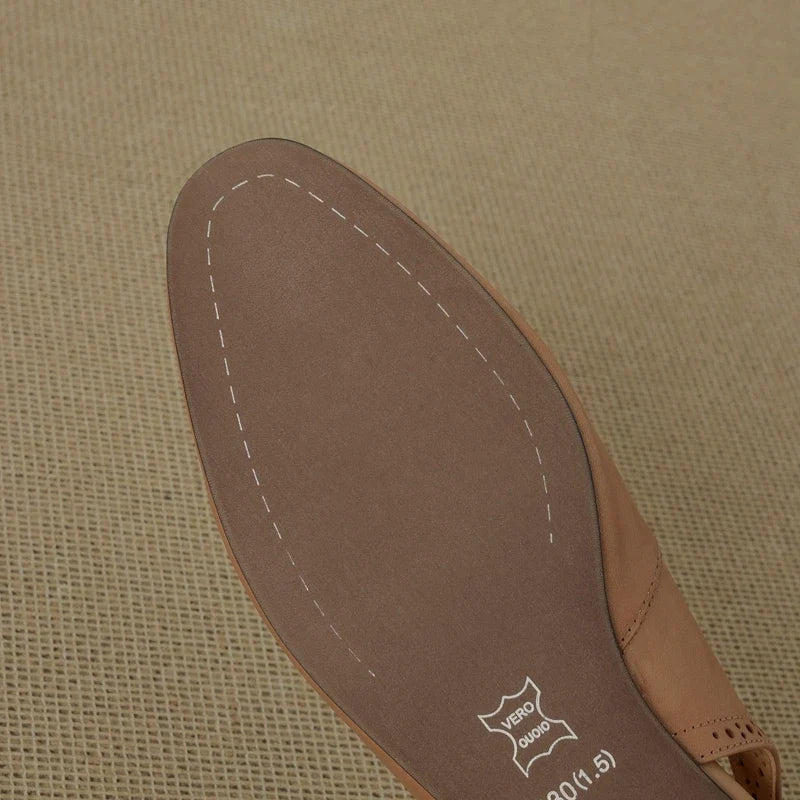 cowhide hollow out breathable low Heel