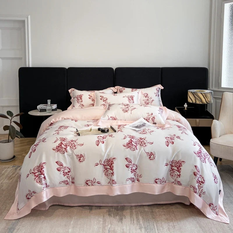 Luxury Gray Lyocell Duvet Cover Set Vintage Jungle Animal Print Bedding Set
