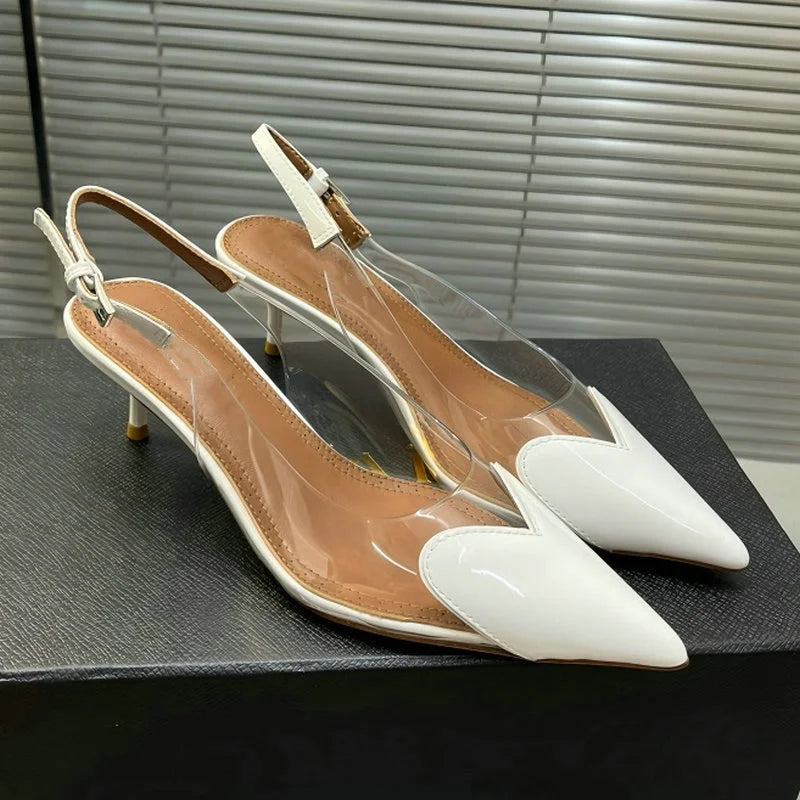 Heart-Shaped Transparent High-Heeled Sandals