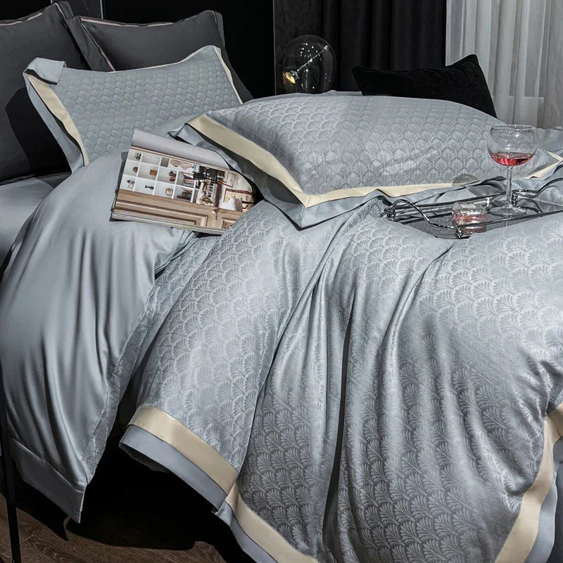 Lyocell Cotton Jacquard Soft Silky Luxury Bedding Set