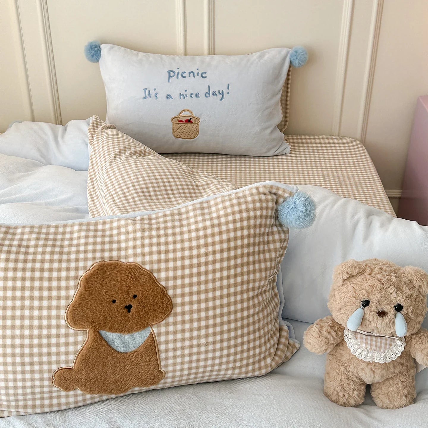 Milk Velvet Autumn Winter Warm Bedding Set