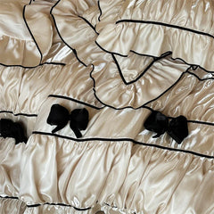 Vintage French Ruffled Ruffles Bow Bedding Set
