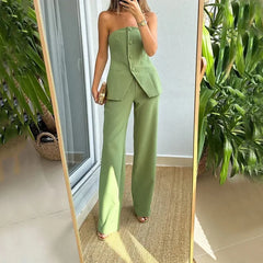 Viva Strapless Straight Leg Pants Set