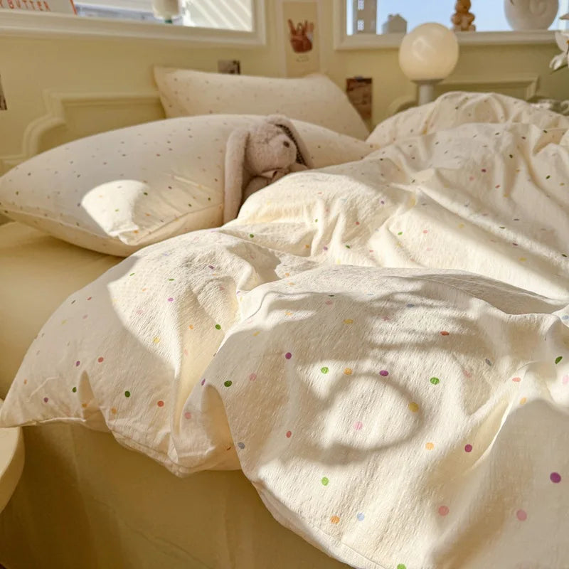 Wave Point Washed Cotton Bedding Set