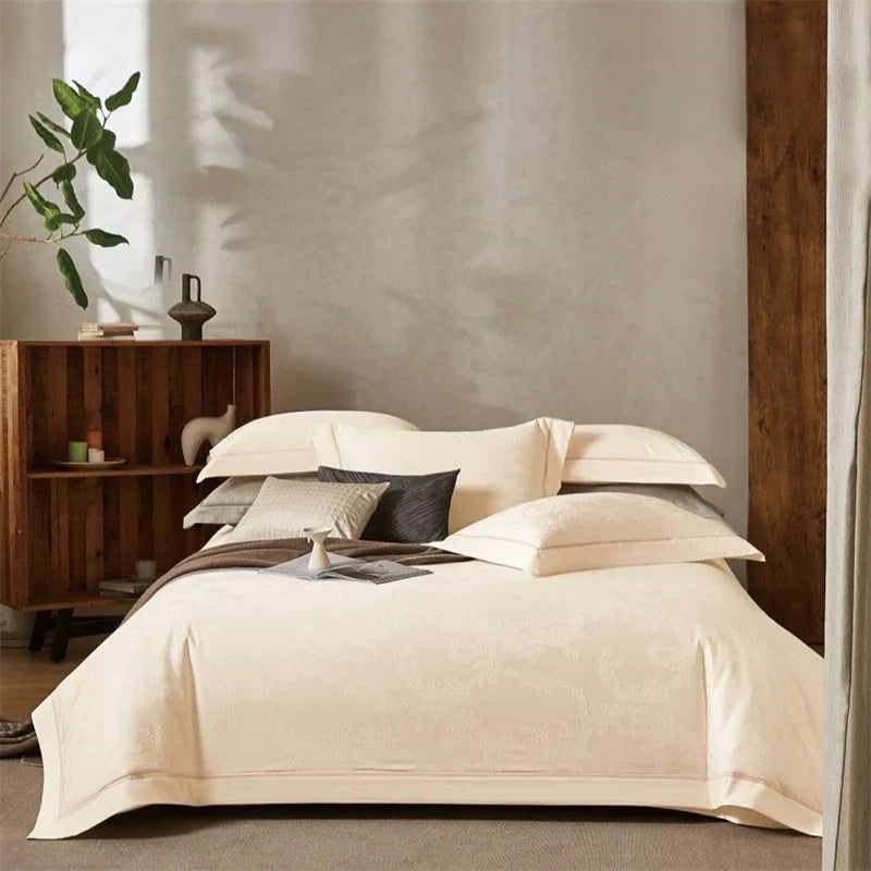 1000TC Egyptian Cotton Butterfly Flowers Jacquard Luxury Bedding Set