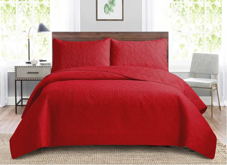 3pcs Luxury Quilted Microfiber Bedspread Coverlet Bedding Set