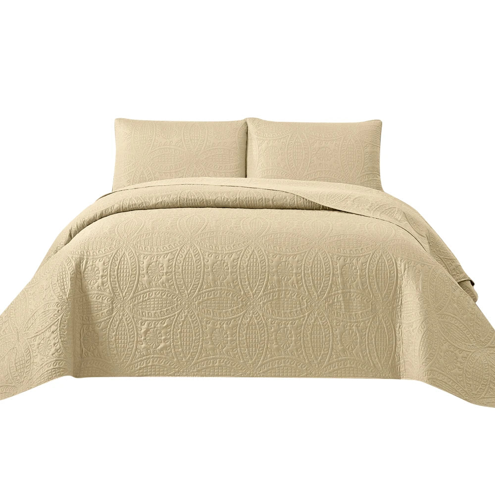 3pcs Luxury Quilted Microfiber Bedspread Coverlet Bedding Set