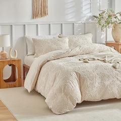 Solid Color Jacquard Duvet Cover Set High Quality Queen King Microfiber Bedding Set