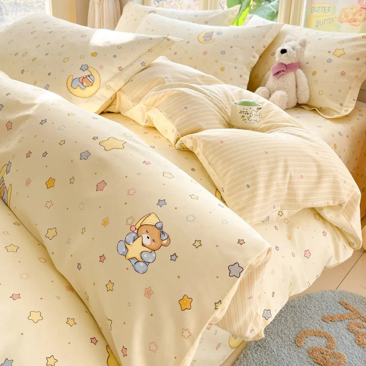 Pastoral Style Florals 100% Cotton Duvet Cover Soft Skin Friendly Single Double Bed Covers Pillowcases Queen King Bedding Set