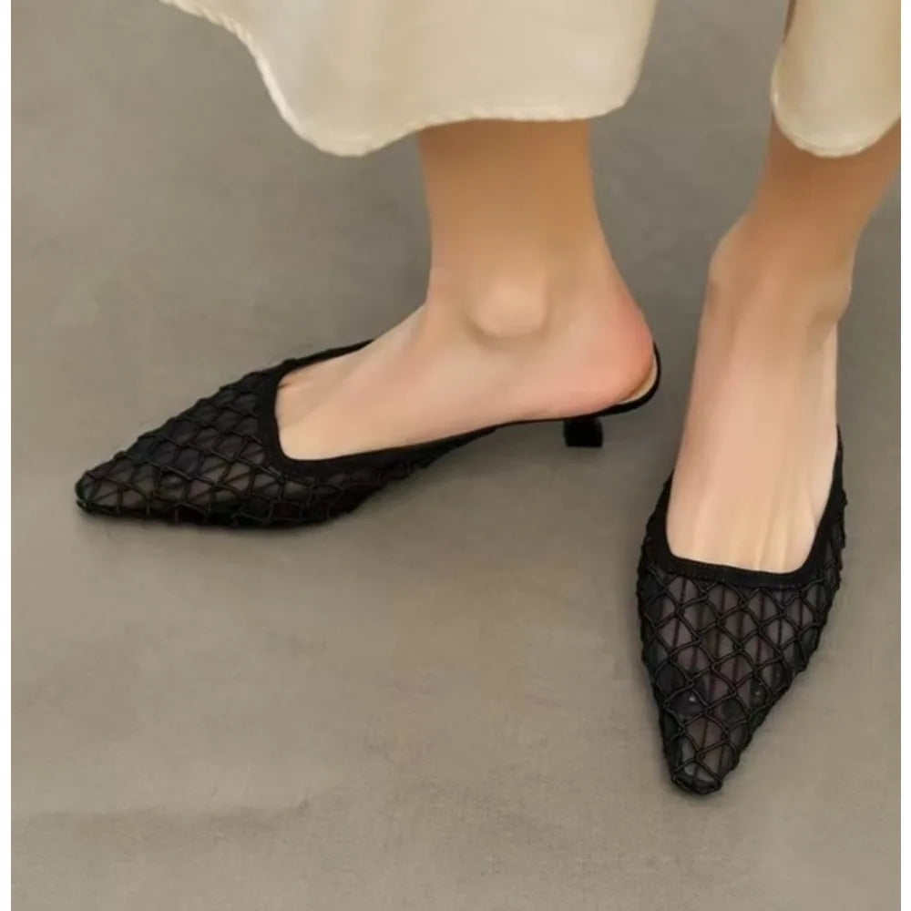 Elegant Designer Head Slippers Outerwear Fairy Style Dress Sexy Pointed High-heeled Slippers