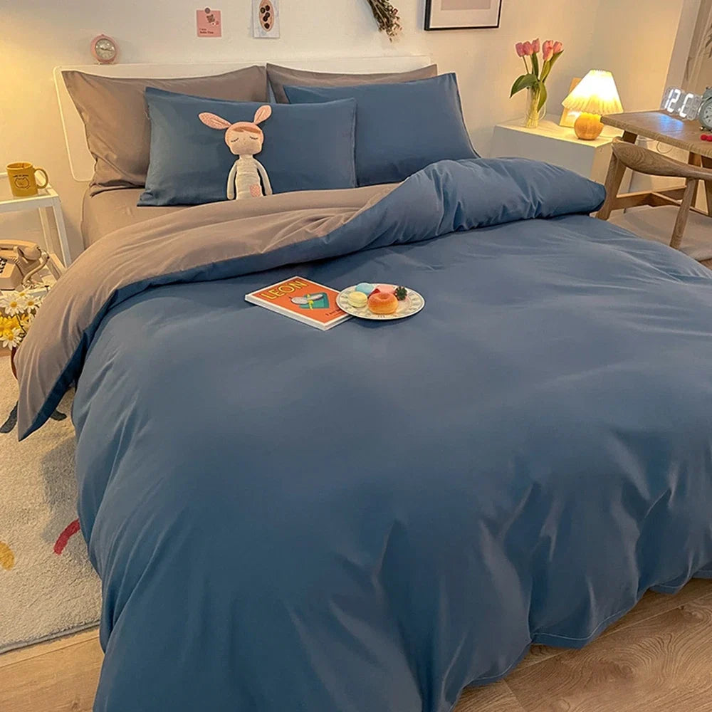 1 Pc Housse De Couette 220x240 White Gray Color Duvet Cover Double Size Funda Nordica Cama 150 Queen/King Size Bed Cover