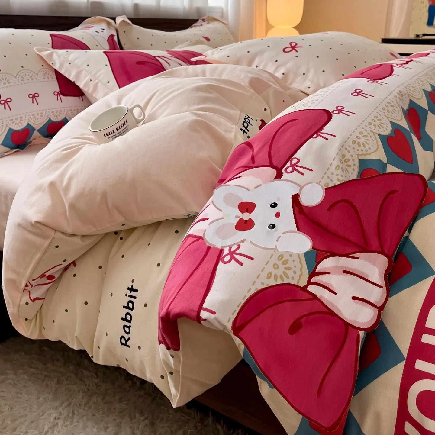 Thickened 4Pcs Bed Set Pure Cotton Long Staple Cotton Soft Bed Sheet Fitted Sheet Duvet Cover