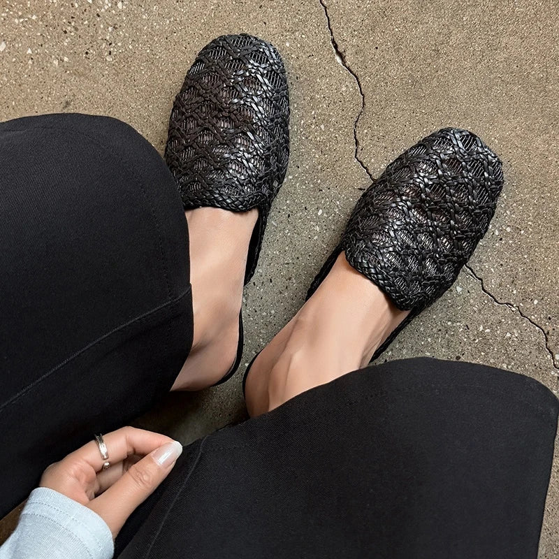 sheepskin woven middle Heel