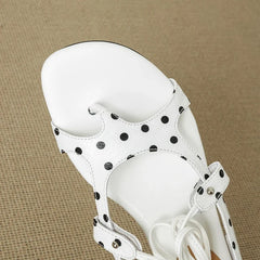printed polka dot cowhide mid Heel