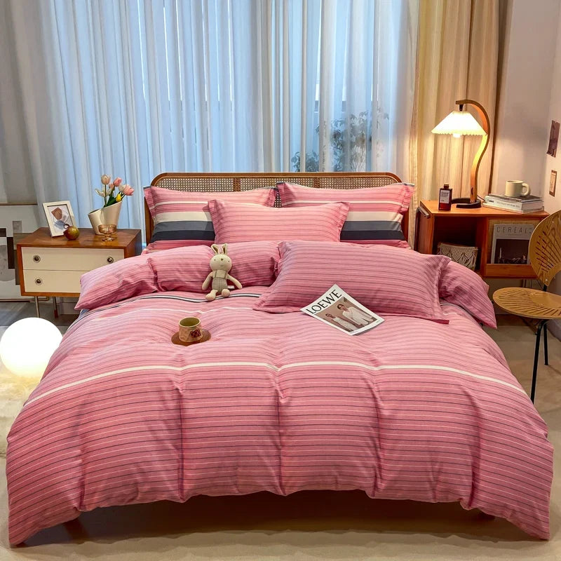 High Quality 100% Cotton Duvet Cover Set Modern Striped Printed Bedding Set