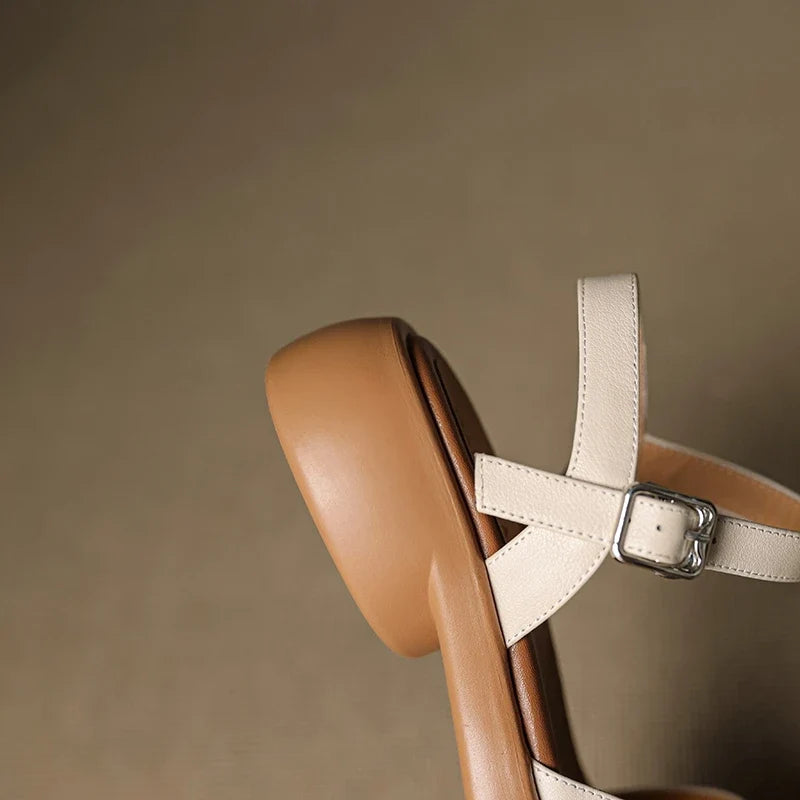cowhide round toe loose grip