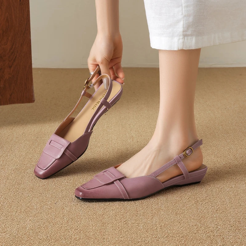 leather cowhide square toe
