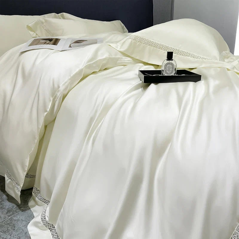 800TC Lyocell Soft Silky Cooling Summer Luxury Hollow Wide Edge Bedding Set