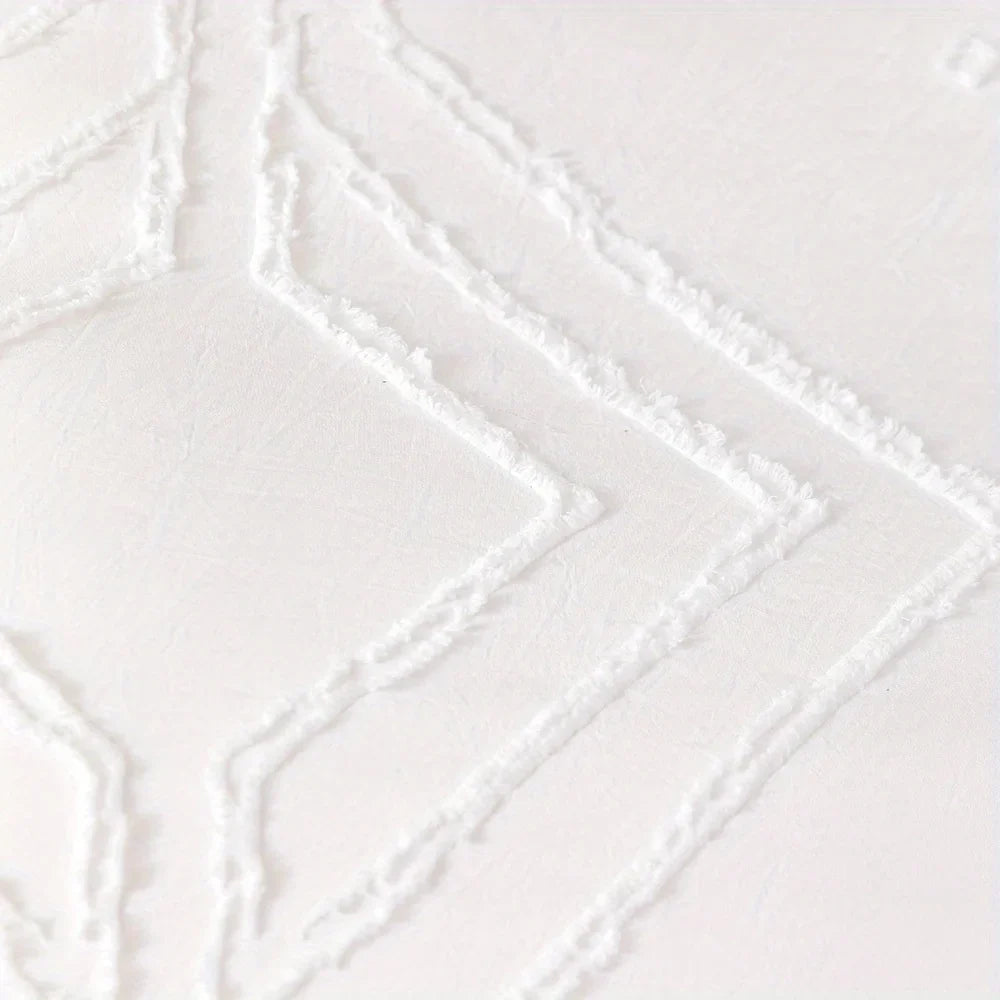 Bohemian Grid Tufted Duvet Cover Set All Season Comfortable Soft Comforter Cover Solid Geometric Texture Bedding Set