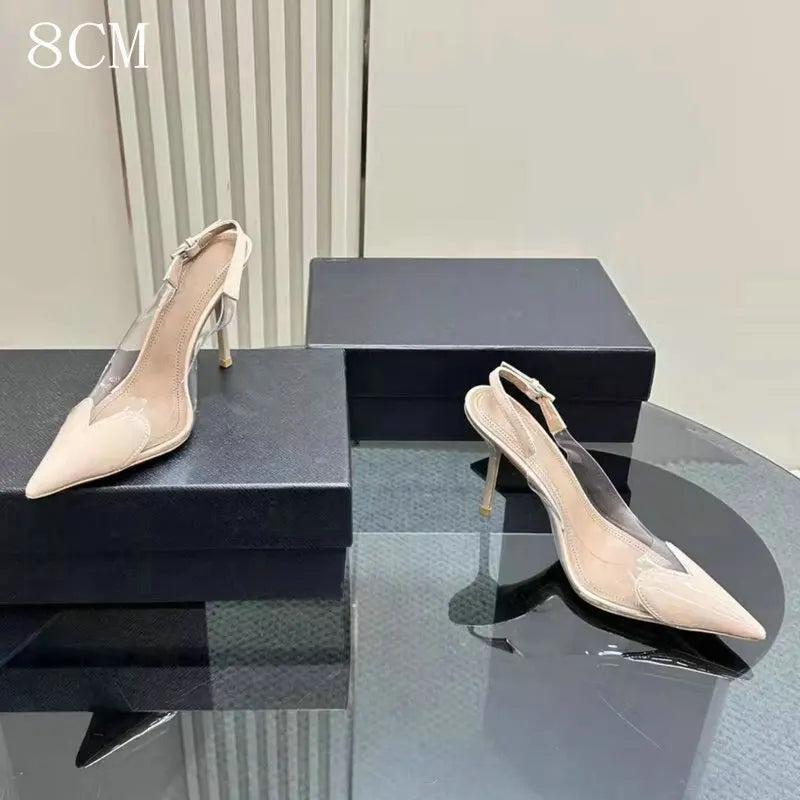 Heart-Shaped Transparent High-Heeled Sandals