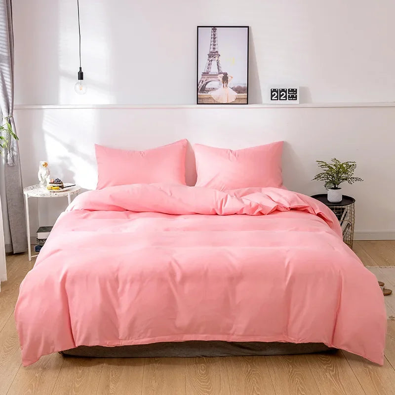 Nordic Solid Color Brushed Duvet Cover 220x240 Single Double Bed Microfiber Bedding Set