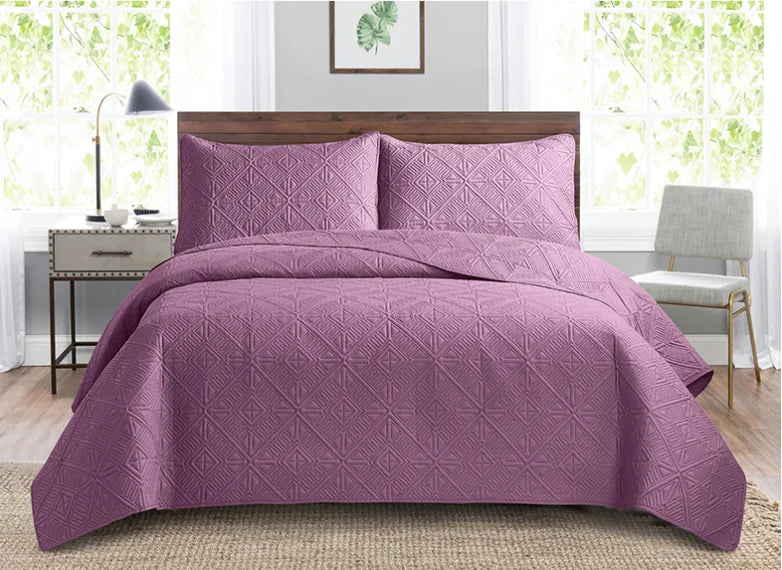 3pcs Luxury Quilted Microfiber Bedspread Coverlet Bedding Set
