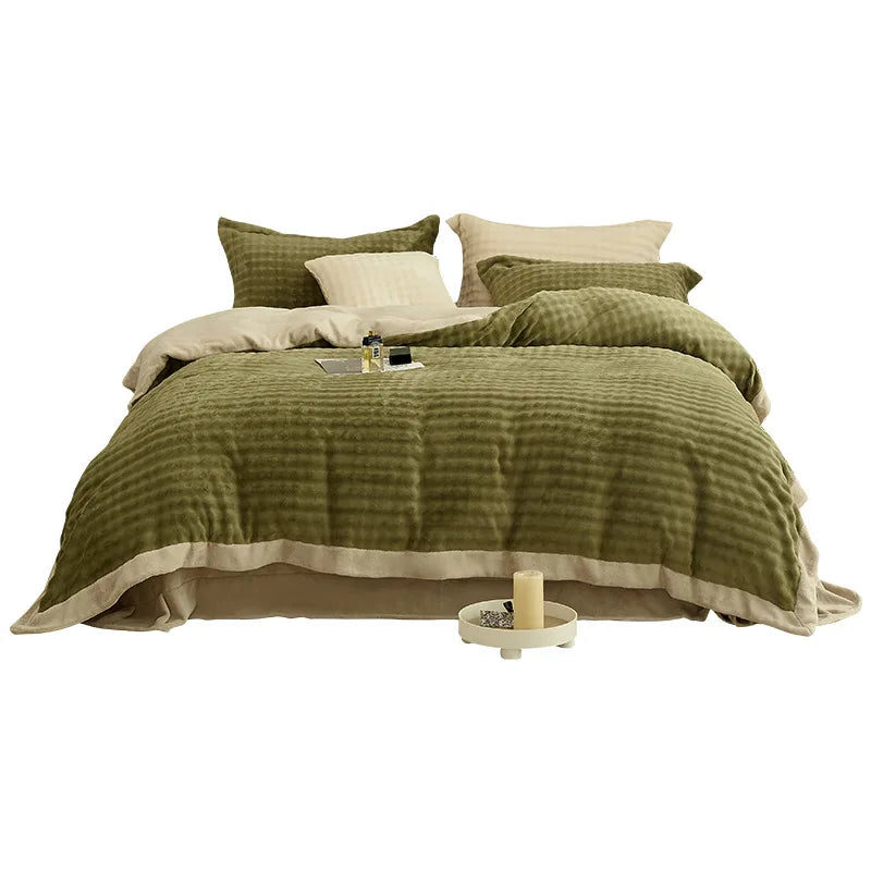 Winter Coral Velvet Warm Bedding Set