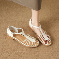 leather cowhide elastic band with hollow breathable toe cover