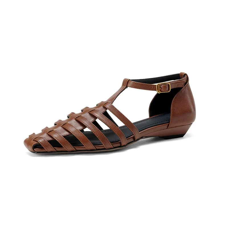 sheepskin square head belt buckle hollow retro low Heel