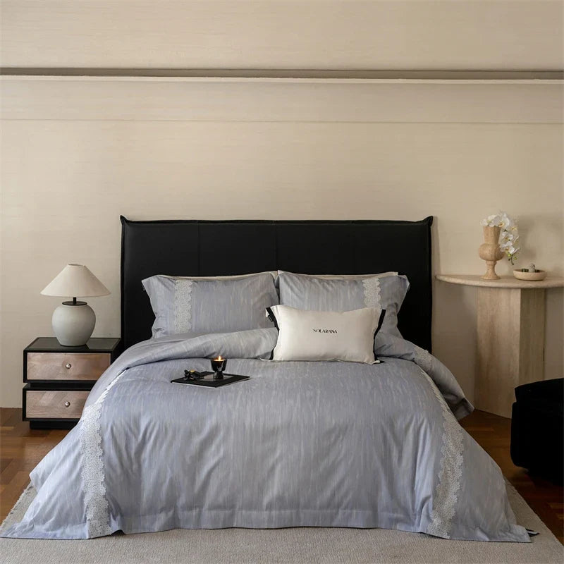 1000TC Lyocell Cotton Soft Silky Elegant Lace Luxury Bedding Set