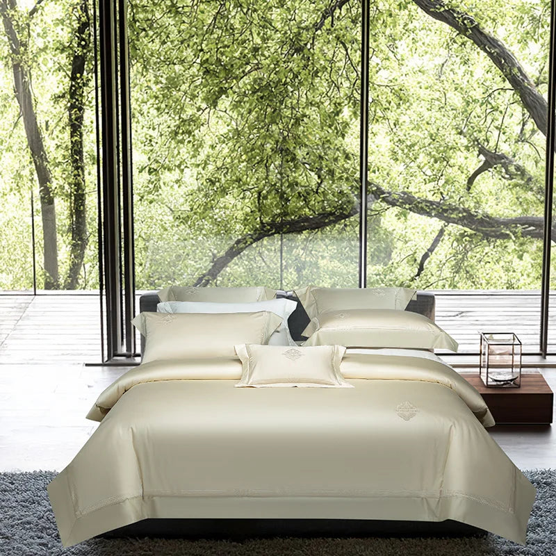 Luxury Embroidery Solid Color Bedding Set