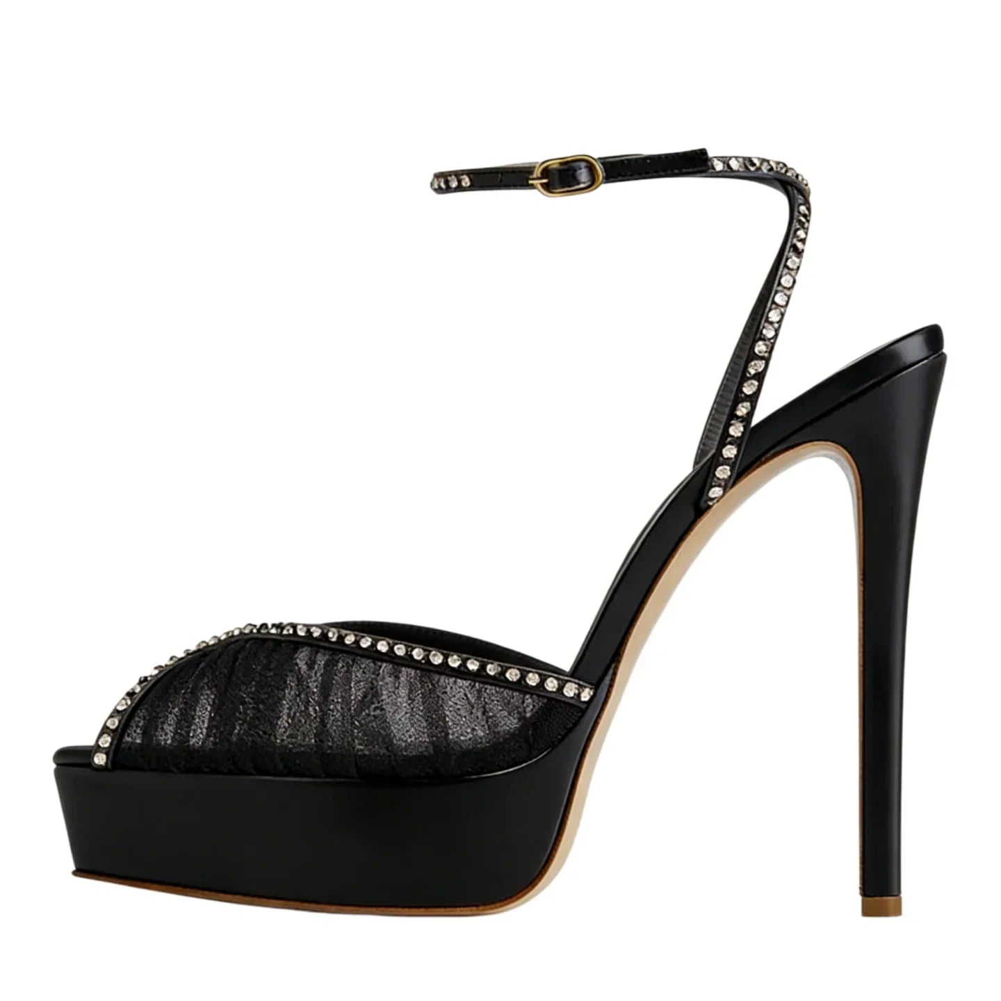 white Mesh Pleated platform Wedding Shoes