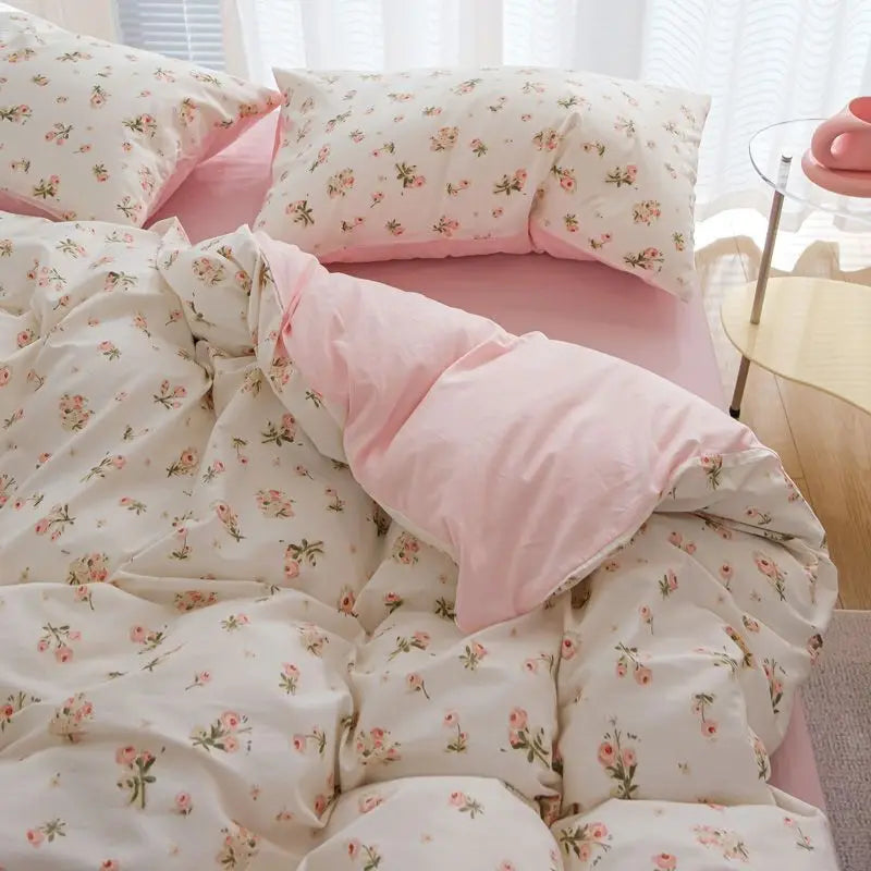 Butterfly Ins Duvet Cover Set No Filler Pillowcase Flat Sheet Korean Style Single Queen Size Girls Boys Home Hotel Bedding Set