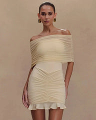 Lucy Off Shoulder Mini Mesh Dress