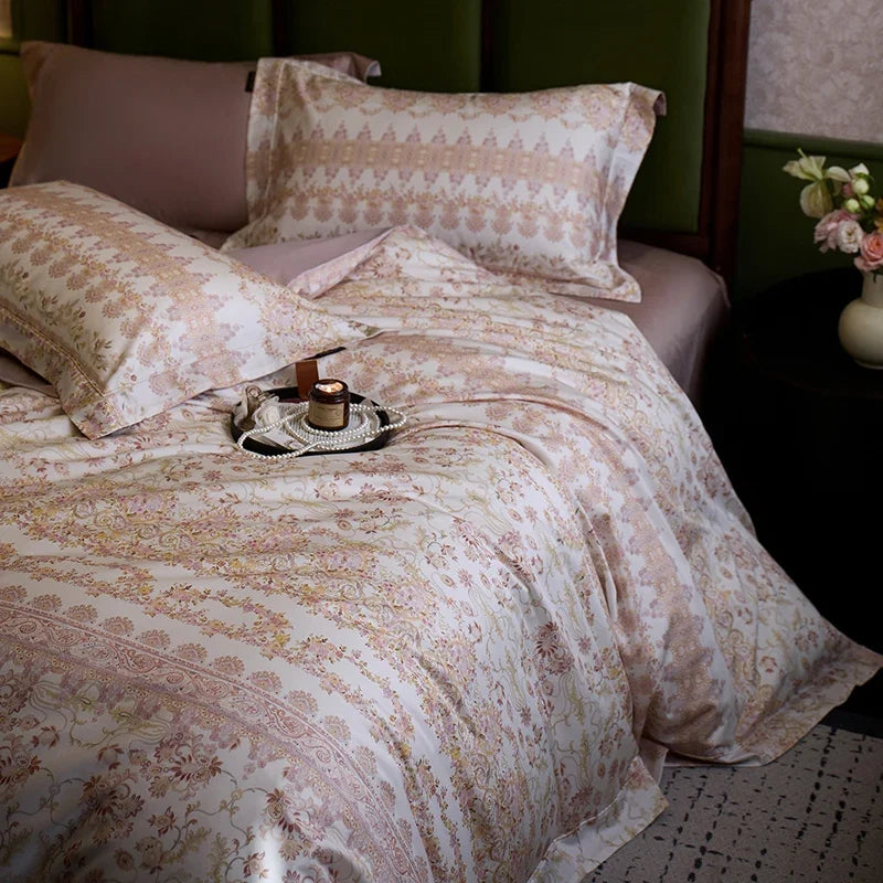 1200TC Egyptian Cotton Flowers Prints Luxury Queen King Size Bedding Set