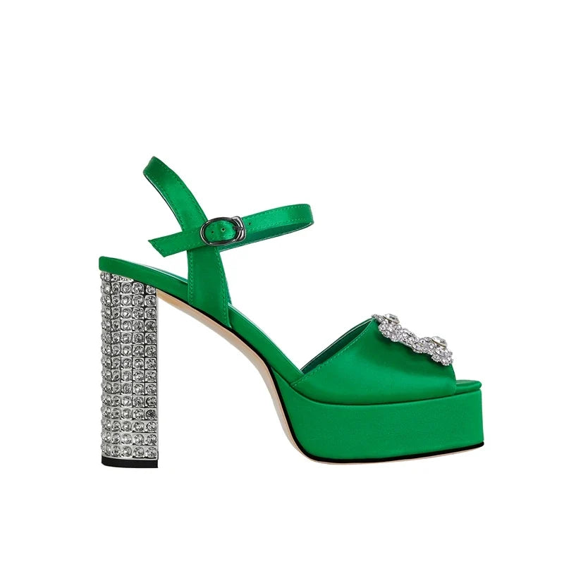 Diamond Accessories Thick Sole Waterproof Platform High Heel