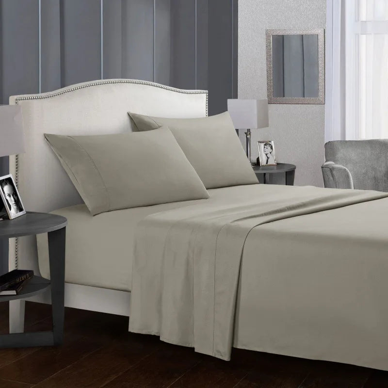 Solid color bed linen set sheets full sets mattress cover flat and fitted sheet with pillowcases Twin Full Queen King Size