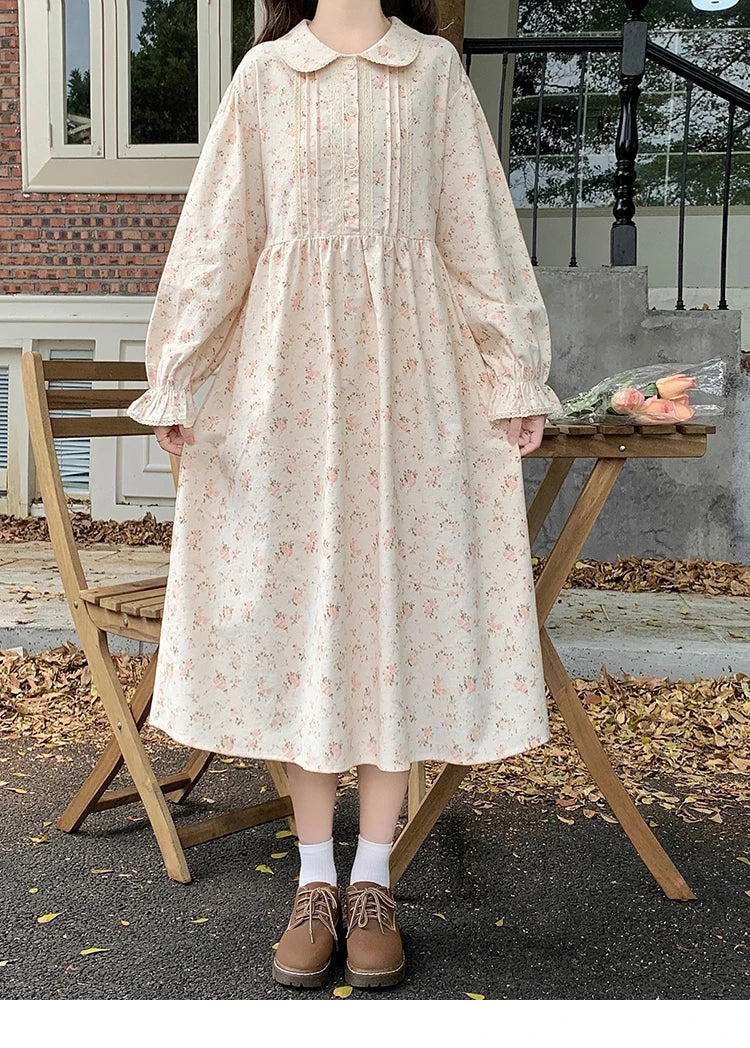 Nectarine Cotton Cottagecore Floral Dress